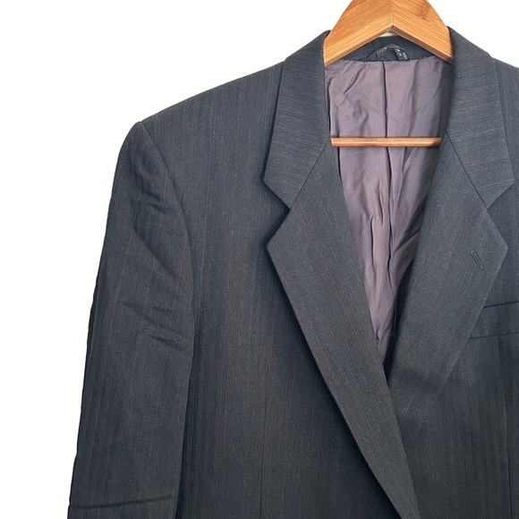 Park Royal 2 Button Blazer Sport Coat 44L Gray Wool Stretch Jacket Suit Men's - Picture 1 of 6